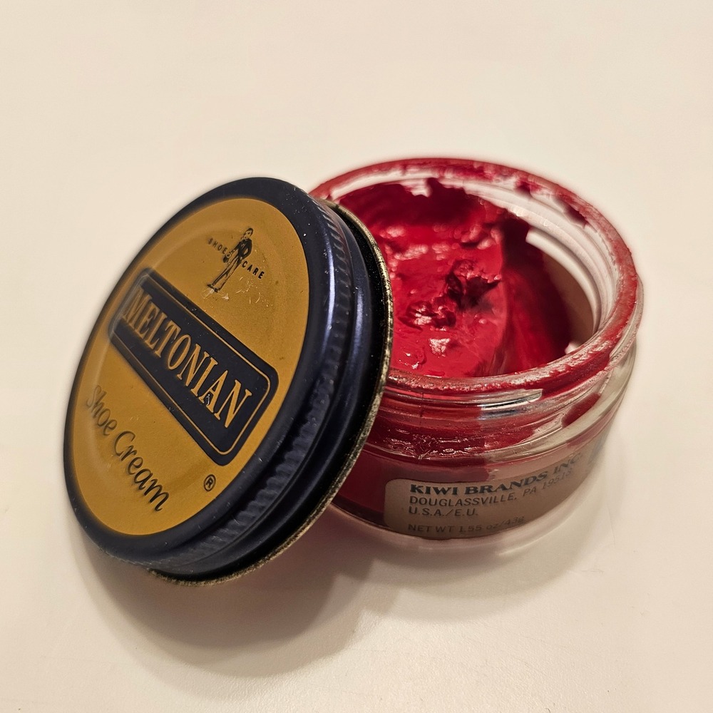 Meltonian Shoe Cream 22 Scarlet Red Leather Polish Color Restorer 1.55 oz Jar